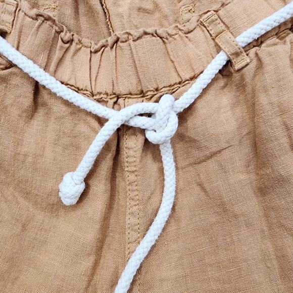 C&C California Pants Womens M Brown Linen Rope Belt High Rise Straight Casual - Picture 2 of 12